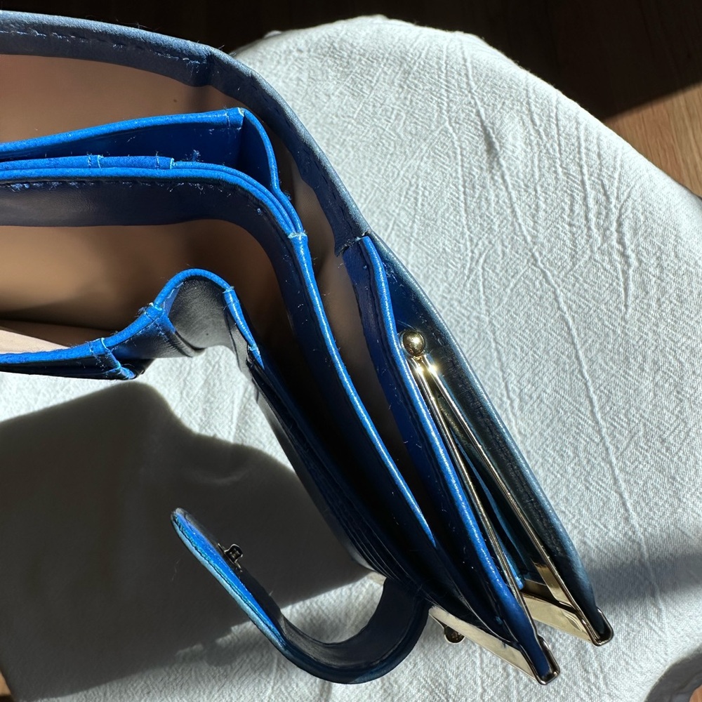 Classic Extra Roomy Organizer Blue Leather Wallet Buxton Heiress Double Cardex - Picture 7 of 8